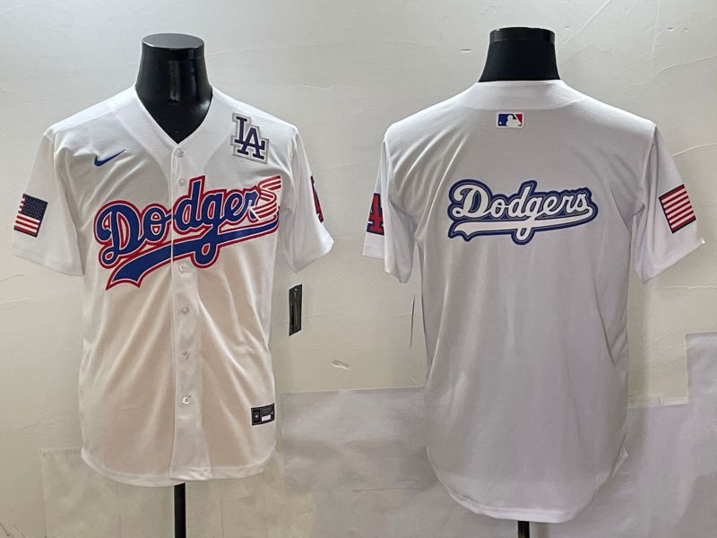 Men Los Angeles Dodgers Blank White national flag second generation joint name Nike 2025 MLB Jersey style 17->los angeles dodgers->MLB Jersey